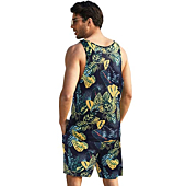 COOFANDY Men's Two Piece Outfits Sets Summer Tropical Floral Tank Tops Beach Sets
