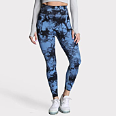 Aoxjox Women's Scrunch Butt Lifting Seamless Leggings Booty High Waisted Workout Yoga Pants (Tie-dye Black Blue, Small)