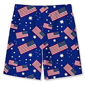Idgreatim Boys USA Flag Swim Trunks 4th of July Patriotic Bathing Suit Summer Casual Hawaii Beach Board Shorts Size 7-8T