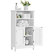 Yaheetech Bathroom Floor Cabinet, Free Standing Cabinet with Double Door and Adjustable Shelf, Side Tall Storage Organizer for Living Room/Kitchen/Hallway/Home Office, White