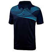 IGEEKWELL Polo Shirts for Men Short Sleeve Golf Tennis T-Shirt Moisture Wicking Printed Shirts Black Blue