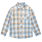 maoo garden Boys Girls Plaid Shirt Kids Long Sleeve Cotton Light Casual Button Down Blouse Blue 13-14Y