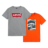 Levi's Boys' 2-Pack Graphic T-Shirt, Grey/Orange, 2T