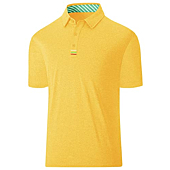 ZITY Golf Polo Shirts for Men Short Sleeve Athletic Tennis T-Shirt 017-7-Yellow-M