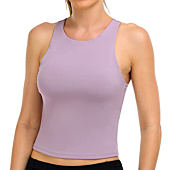 Colorfulkoala Women's Summer Tank Tops Body Contour Sleeveless Crop Double Lined Yoga Shirts(XS, Mauve Shadows)