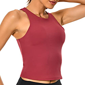 Colorfulkoala Women's Summer Tank Tops Body Contour Sleeveless Crop Double Lined Yoga Shirts(M, Rose Red)