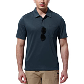 Gopune Polo Shirts for Men Quick Dry Short Sleeve Outdoor Moisture Wicking Golf Shirts Navy,M