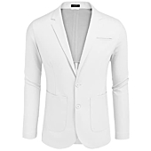 COOFANDY Men's Casual Linen Sport Coat Lightweight Travel Blazer Modern Suit Jacket White