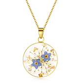 Forget-Me-Not and Queen Anne's Lace Pressed Wildflower Necklace | Gold Pressed Flower Necklace | Personalized Handmade Necklaces | Real Flower Necklace | Alaska State Flower Necklace | 18”