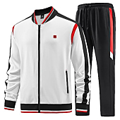 W JIANWANG Mens Track Suits 2 Piece Tracksuits Sweatsuits Set Jogging Suit Fashion Casual Workout Running Sports Jacket and Pants Outfits White JW-140-L