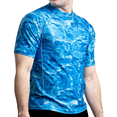 Aqua Design Mens Rash Guard Sun Shirt: Short Sleeve Swim Top Rashguard for Men: Royal Ripple: Size X-Large