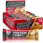 BSN Protein Bars - Protein Crisp Bar by Syntha-6, Whey Protein, 20g of Protein, Gluten Free, Low Sugar, Peanut Butter Crunch, 12 Count