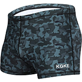 KGKE Men's Square Leg Swimming Jammer Shorts UPF50+,Men Swimsuit Swim Jammers Fabric Shape Retention (Grey camo,XL)