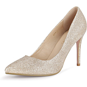 IDIFU Women's IN4 Classic Pointed Toe High Heels Pumps Wedding Dress Office Shoes (5.5 B(M) US, Gold Glitter)