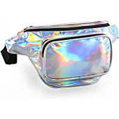 Holographic Fanny Packs for Women – Outdoor Sport Waist Pack for Running, Hiking, Traveling for Men (Silver)