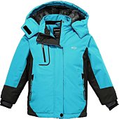 Wantdo Girl's Waterproof Skiing Jacket Warm Snow Coats Windproof Raincoats Light Blue 6/7