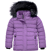 ZSHOW Girls' Winter Jacket Puffer Quilted Hooded Coat with Detachable Fur(Light Purple,14/16)
