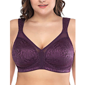 Deyllo Women's Full Coverage Plus Size Comfort Minimizer Bra Wirefree Non Padded(Purple, 38H)