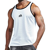 AIMPACT Mens Athletic Shirts Gym Bodybuilding Tank Tops Work Out Quick Drying Sleeveless(White M)