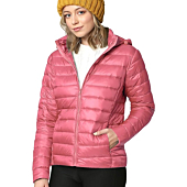 LL WJC2144 Women's Ultra Light Weight Packable Down Jacket with Removable Hoodie L Mauve