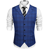 COOFANDY Men's Business Suit Vest Slim Fit Twill Dress Waistcoat for Wedding Party Dinner (Medium, blue)