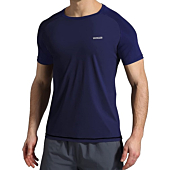 VAYAGER Men's Swim Shirts Rash Guard UPF 50+ Short Sleeve Quick Drying Crew Water Shirt(Navy-M)