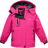 Wantdo Girl's Waterproof Hooded Ski Fleece Jacket Winter Warm Breathable Rainwear Rose Red 8