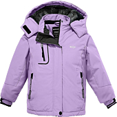 Wantdo Girl's Mountain Ski Fleece Jacket Waterproof Winter Warm Raincoats Light Purple 10/12