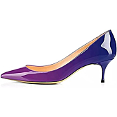 Axellion Pumps for Women, Kitten Heel Pumps Pointed Toe Shoes Slip-On High Heel for Dress Office Blue Purple Size 6 US