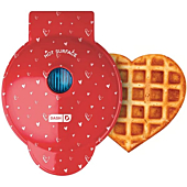 DASH Mini Maker for Individual Waffles, Hash Browns, Keto Chaffles with Easy to Clean, Non-Stick Surfaces, 4 Inch, Red Love Heart