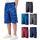 5 Pack: Big Boys Girls Youth Teen Printed Shorts Camo Mesh Dry-Fit Sport Active Athletic Knit Mesh Basketball Soccer Exercise Running Lacrosse Tennis Performance Gym Teen Clothing-St 5,L (12/14)