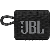 JBL Go 3 portable Bluetooth speaker in black color, front view.
