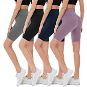 CAMPSNAIL 4 Pack Biker Shorts for Women – 8" High Waist Tummy Control Workout Yoga Running Compression Exercise Shorts
