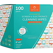 Screen & Electronic Cleaning Wipes | Pre-Moistened Individual Wrapped (6" x 6") TV Screen Cleaner, Computer Monitor, Laptop, Lens Wipes (100 Pack)