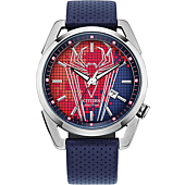Citizen Eco-Drive Marvel Quartz Mens Watch, Stainless Steel with Leather strap, Spider-Man, Blue (Model: AW1680-03W)