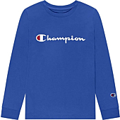 Champion Boys Long Sleeve Tee Shirt Kids Tops (Bozetto Blue, Small)
