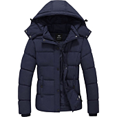 GGleaf Winter Coats for Women Warm Insulated Snow Jacket with Removable Hood Navy XX-Large