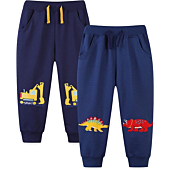 Bumeex Baby Boy Pants Sweatpants Jogger,Fall Winter Clothes Excavator and Dinosaur 2t