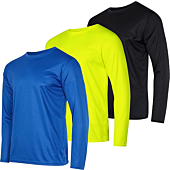 3 Pack: Mens Long Sleeve T-Shirt Mesh Workout Clothes Dry Fit Gym Crew Tee Casual Athletic Active Performance Casual Wicking Exercise Clothing Running Cool Sport Hiking Training Top UPF- Set 5, 2XL