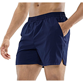 MIER Men's Workout Running Shorts Quick Dry Active 5 Inches Shorts with Pockets, Lightweight and Breathable, Navy, M