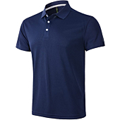 YUEZOON Men's Performance Short Sleeve Golf Polo Shirts Casual Moisture Wicking Quick Dry Collared Athletic T-Shirts (Dark Blue, Medium)