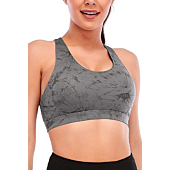 RUNNING GIRL Sports Bra for Women, Criss-Cross Back Padded Strappy Sports Bras Medium Support Yoga Bra with Removable Cups (2353D-Slate Gray, M)