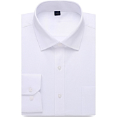 Alimens & Gentle Men's Basic Business Dress Shirt Regular Fit Long Sleeve Solid Color Button Down Shirts White Small