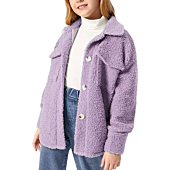 Gafeng Kids Girls Sherpa Fleece Jacket Coat Faux Shearling Shaggy Fall Winter Warm Thick Coat