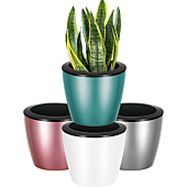 HEMOPLT Plant Pots for Indoor Plants, 7.5 " Self Watering Flower Pots for Succulents, Herbs, Rose, Green Radish, Snake Plants, Vegetables & Fruits (Pack of 4)
