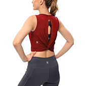 ICTIVE Workout Cropped Crop Tank Tops for Women Twist Tie Back Sleeveless Athletic Muscle Shirt Cute Crop Cami Top Dance Yoga Exercise Running Sports Clothes Burgundy L