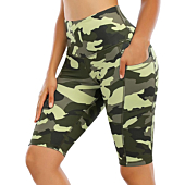 CHRLEISURE Biker Shorts with Pockets for Women High Waist, Tummy Control Workout Spandex Shorts (12“ LULU Yellow, M)