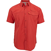 The American Outdoorsman Short Sleeve Button Down Poly Grid Fishing Shirt for Men (Cascade, Medium) (Cardinal, Large)