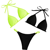 SOLY HUX Women's Swimsuit Sets Sexy Swimwear Halter String Triangle Bikini Sets