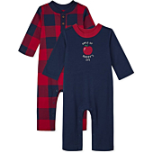 The Children's Place Baby Boys' 2 Pack Rompers, Pack of Two, Apple of Daddy's Eye/Red Plaid, 18-24 Months